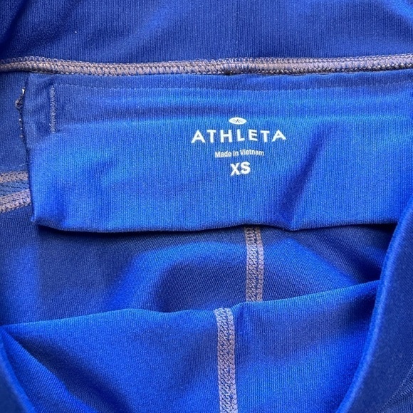 ATHLETA WOMENS BLUE REFLECTIVE MESH INSERT LEGGINGS, SIZE XS - Picture 6 of 7